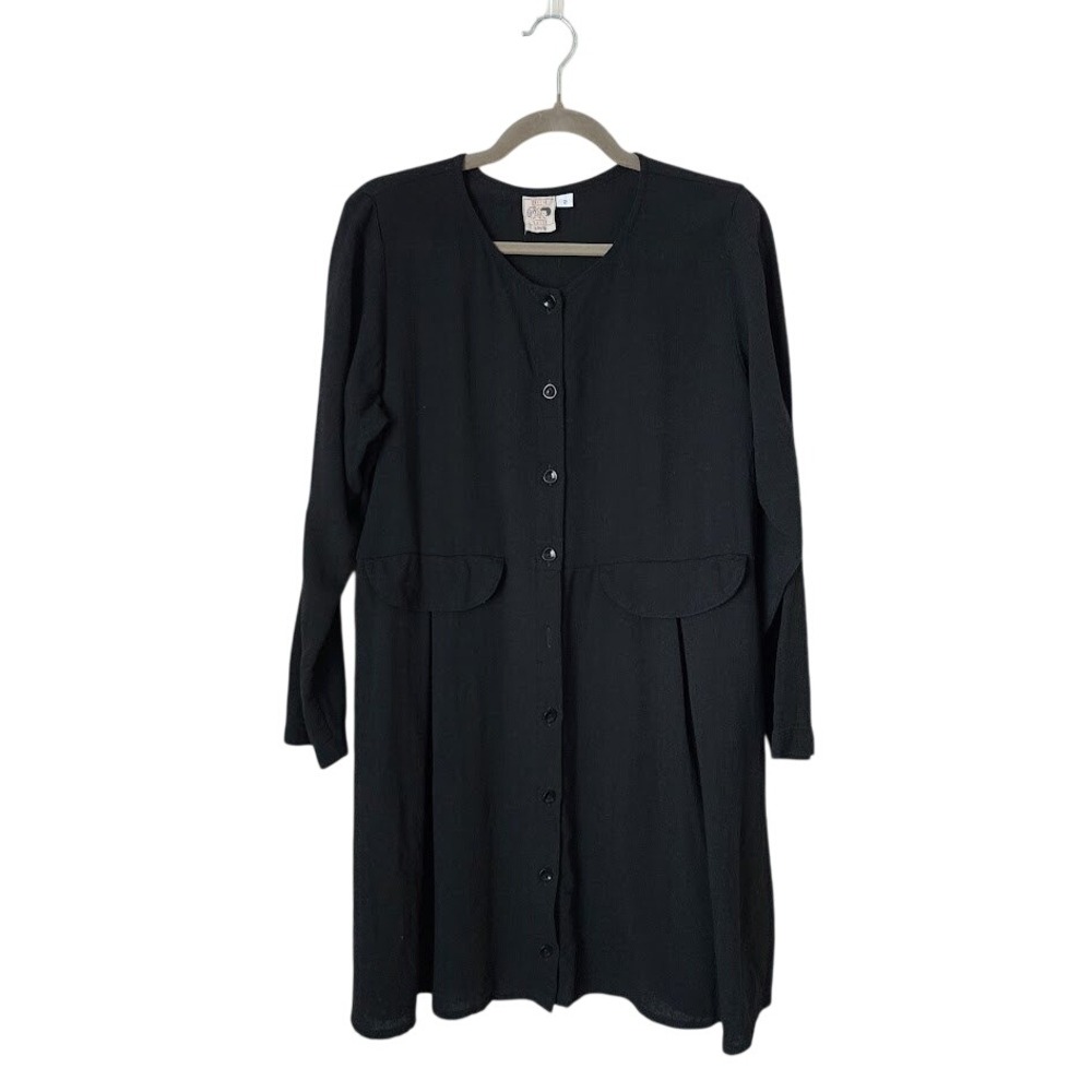 DULCIE &‎ DAISY Amy Rigg Wool Blend Button Front Midi Lagenlook blouse Black 2